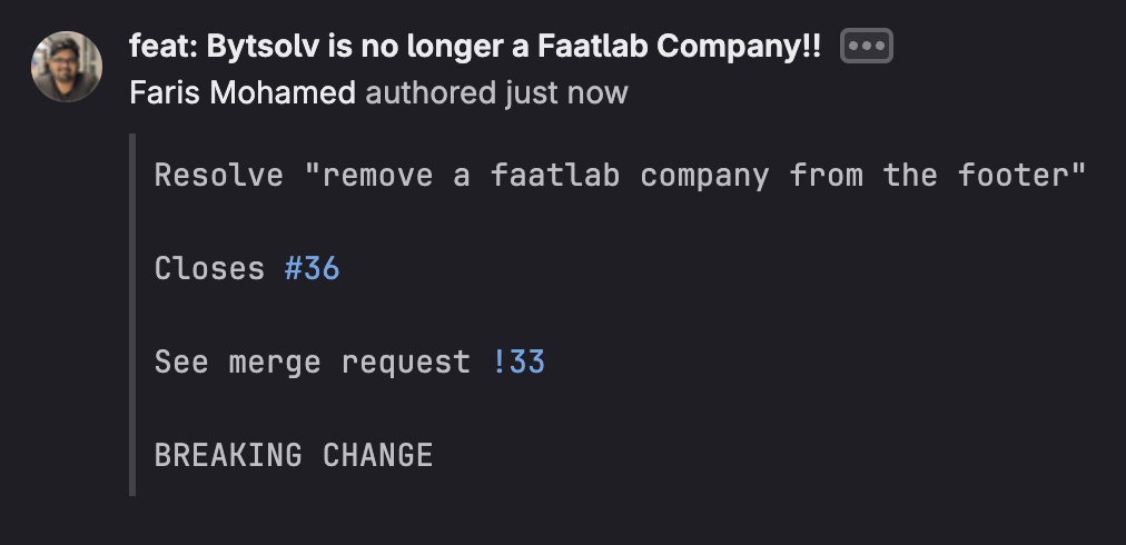 a commit on bytsolv.com, removing the faatlab logo from the footer